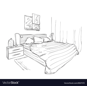 Bedroom modern interior sketch vector image Bedroom modern interior sketch vector image
