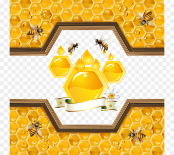 Bee Honeycomb Illustration - Golden honey Bee Honeycomb Illustration - Golden honey
