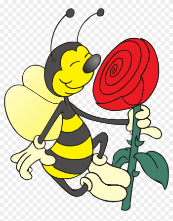 Bee With Flower - Bee And A Rose