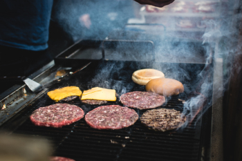 Beef burger barbeque outside Beef burger barbeque outside