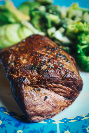Beef steak with black salt close up Beef steak with black salt close up