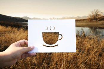 Beginning new day with cup of coffee perforated paper Beginning new day with cup of coffee perforated paper