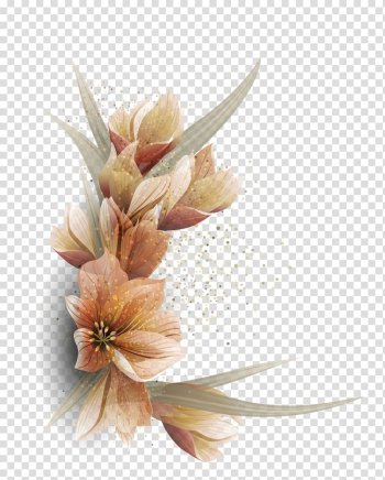 Beige flowers illustration, Floral design Flower Euclidean , Flowers transparent background PNG clipart