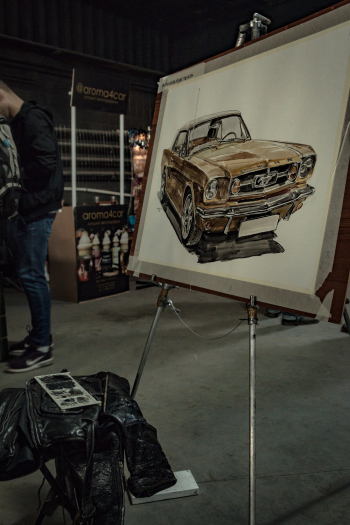 Beige Ford Mustang Coupe Painting Beige Ford Mustang Coupe Painting