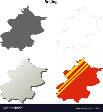 Beijing blank outline map set vector image Beijing blank outline map set vector image