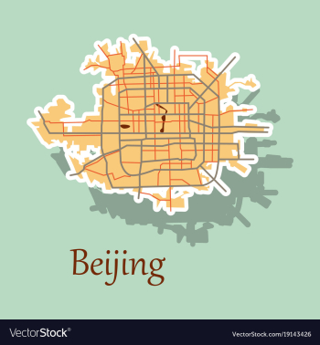 Beijing city map sticker vector image