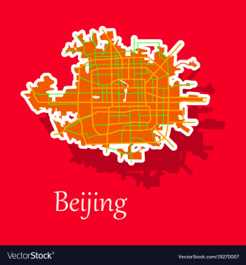 Beijing city map sticker vector image