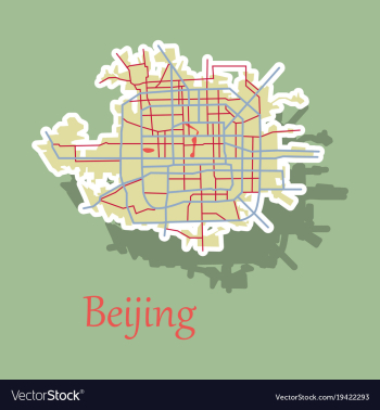 Beijing city map sticker vector image