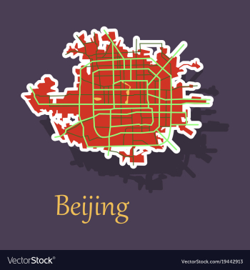 Beijing city map sticker vector image