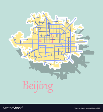 Beijing city map sticker vector image