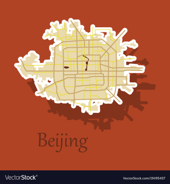 Beijing city map sticker vector image