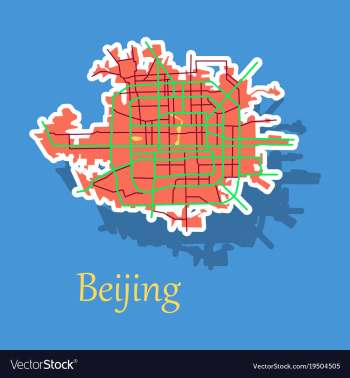 Beijing city map sticker vector image