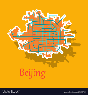 Beijing city map sticker vector image
