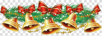 Bells with ribbons illustration, Christmas Bells transparent background PNG clipart
