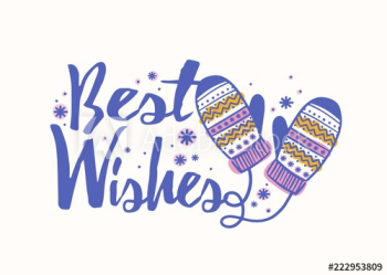 Best Wishes holiday lettering handwritten with cursive decorative calligraphic font