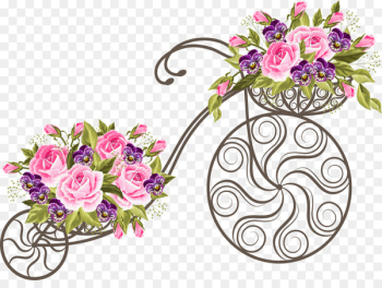 Bicycle basket Flower Stock photography - Pink roses retro bike 