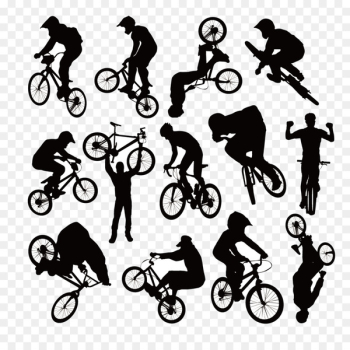 Bicycle Cycling BMX Clip art - Cycling silhouette figures vector collection 