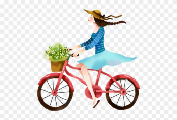 Bicycle Cycling Illustration - Girl On Bike Illustration