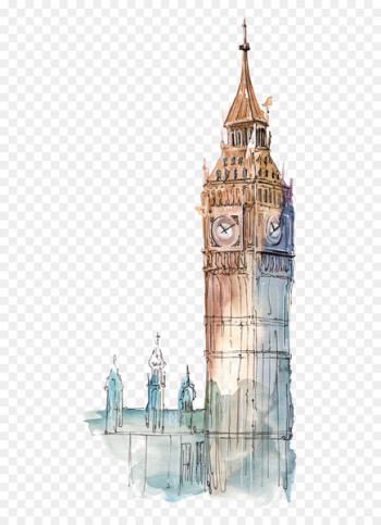 Big Ben - Big Ben watercolor illustration Big Ben - Big Ben watercolor illustration
