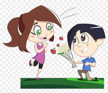 Big Image - Boy Giving Flowers To Girl