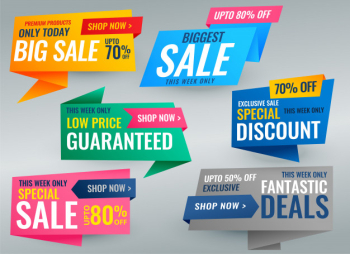 Big set of sale promotional banner and tags Free Vector Big set of sale promotional banner and tags Free Vector