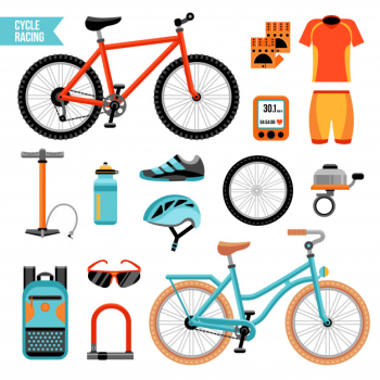 Bike and cycling accessories set Bike and cycling accessories set