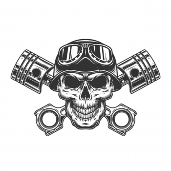 Biker skull in motorcycle helmet Free Vector Biker skull in motorcycle helmet Free Vector