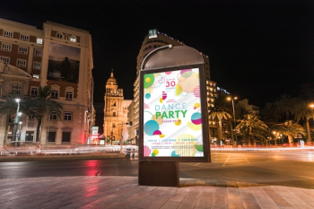 Billboard mockup in city at night