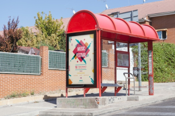 Billboard mockup on bus stop Free Psd