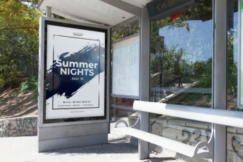 Billboard mockup on bus stop Free Psd