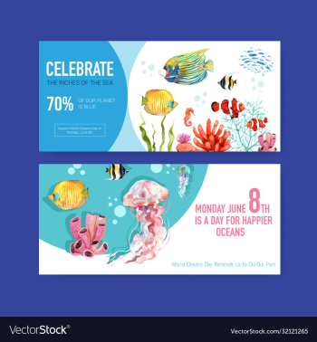 billboard template design for world oceans day