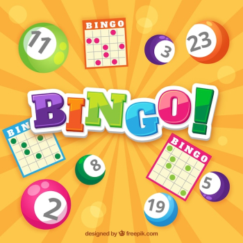 Bingo background with ballots and colored balls