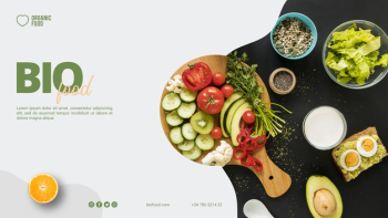 Bio food banner template with photo Free Psd Bio food banner template with photo Free Psd