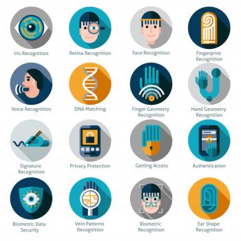 Biometric authentication icons Biometric authentication icons