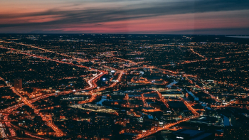 Bird's Eye View Of City During Dawn Bird's Eye View Of City During Dawn