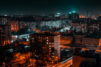 Bird's Eye View of City During Evening Bird's Eye View of City During Evening