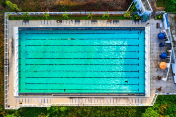 Bird&#39;s Eye View Of Swimming Pool 