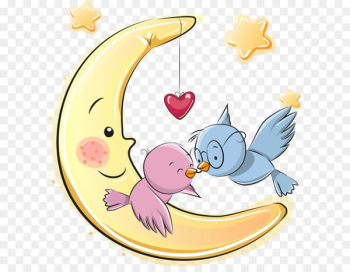 Bird Cartoon Illustration - Vector bird on the moon Bird Cartoon Illustration - Vector bird on the moon