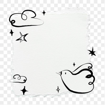 Bird doodle png ripped paper | Free PNG - rawpixel