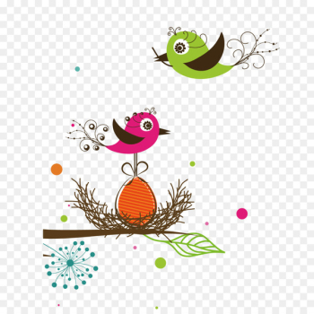 Bird Euclidean vector Illustration - Vector hand painted cute bird nest bird bird 