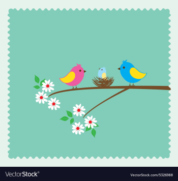 Bird family vector image Bird family vector image