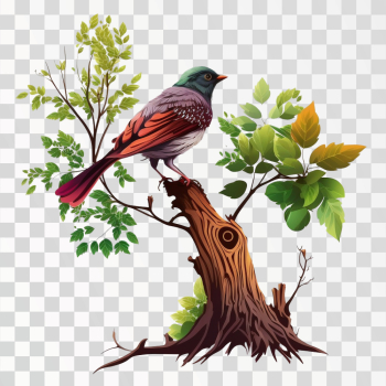 Bird on tree PNG transparent