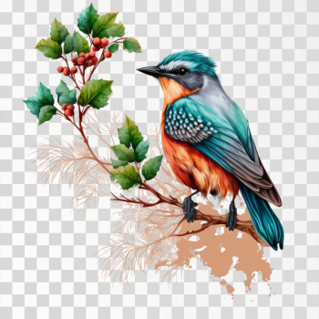 Bird on tree PNG transparent