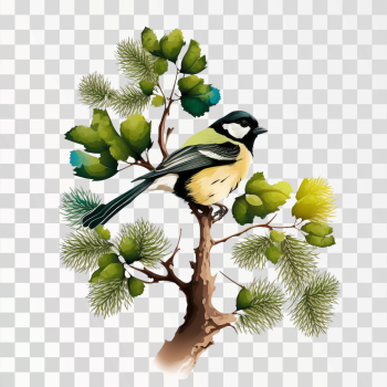 Bird on tree PNG transparent