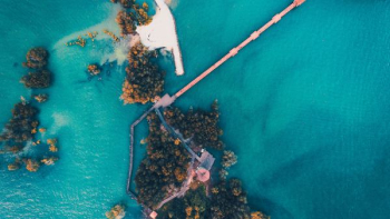 bird's eye view of island bird's eye view of island