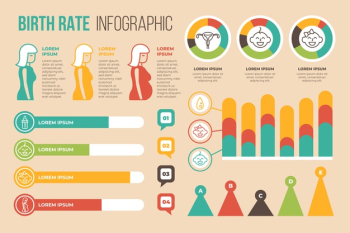 Birth rate infographics elements collection Free Vector