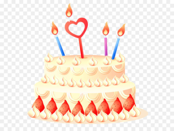 Birthday cake - Cake with Strawberries and Candles PNG Clipart 