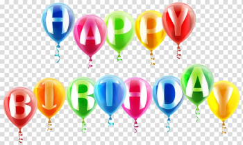 Birthday cake , Happy Birthday Balloons , assorted-color balloons Happy Birthday illustration transparent background PNG clipart