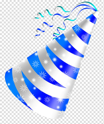 Birthday cake Party hat , White and Blue Party Hat , white and blue party hat illustration transparent background PNG clipart