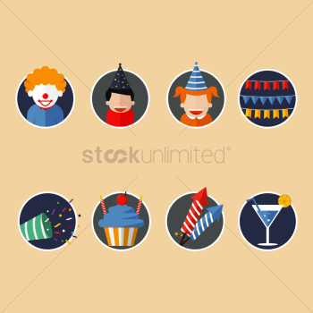 Birthday celebration icons Birthday celebration icons